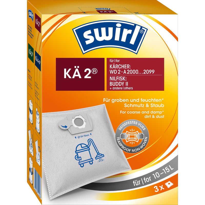 Swirl - Zubehör/Ersatzteile für Bodenpflege Staubbeutel Nass/Trocken KÄ 2 (VE3) für Kärcher/Nilfisk