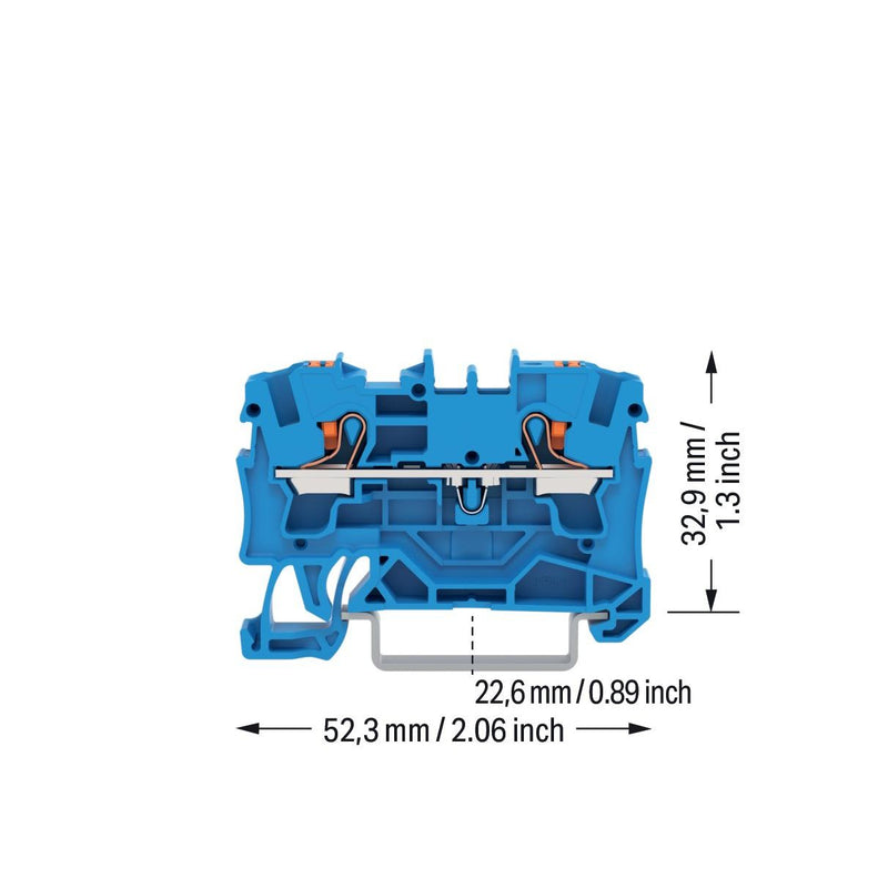 WAGO - Durchgangs-Reihenklemme 2-Leiter-Durchgangsklemme 2204-1204 4qmm, blau