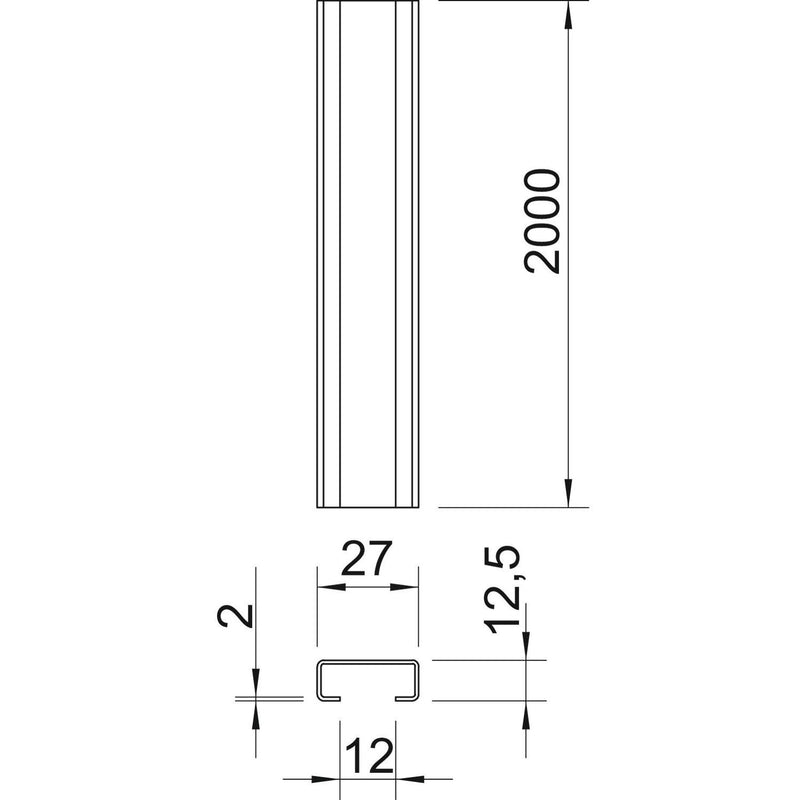 OBO Bettermann - Stiel/Profilschiene Profilschiene CL2712UP2000BK blank − 2 Meter
