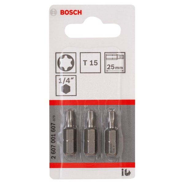 Bosch - Bit Schrauberbit Extra-Hart 2607001607 T15, 25 mm, 3er-Pack