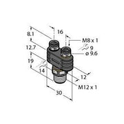 Turck - Passiver Sensor-/Aktor-Verteiler (mit Leitung) Zweifachverteiler YB2-FSM4.4-2PKG3M