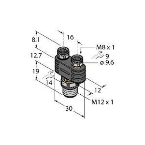 Turck - Passiver Sensor-/Aktor-Verteiler (mit Leitung) Zweifachverteiler YB2-FSM4.4-2PKG3M
