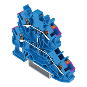 WAGO - Durchgangs-Reihenklemme Doppelstockklemme 2202-2209 Drücker,blau − 50 Stück
