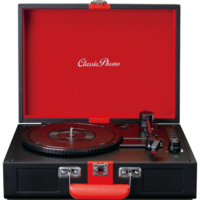 CLASSIC PHONO - Schallplattenspieler Koffer-Plattenspieler TT-110 Black Red Retro,BT