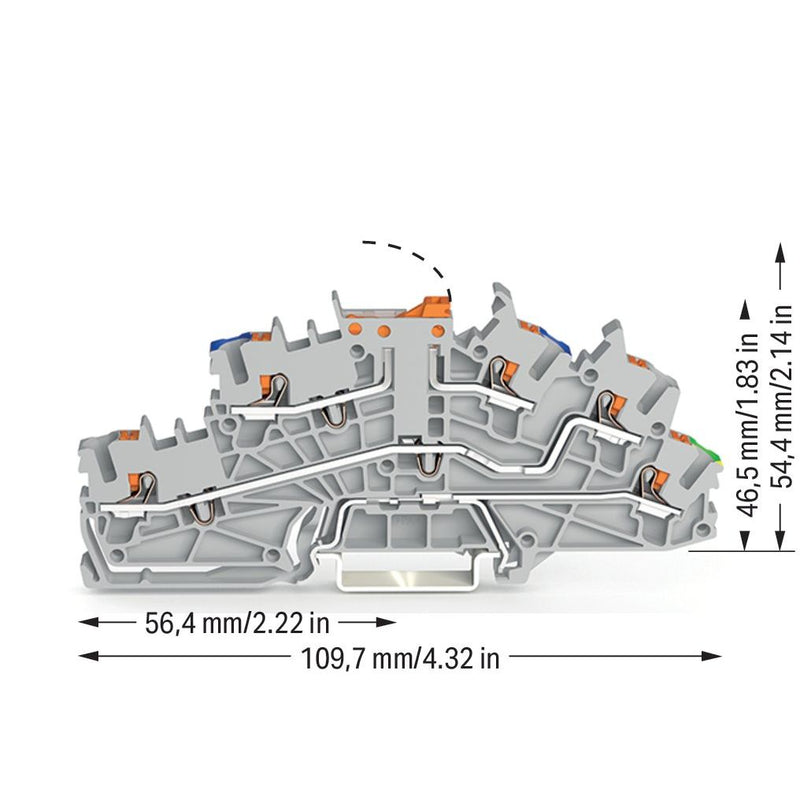 WAGO - Installations-Etagenklemme Installationsetagenklemme 2203-6641 2,5 mm² mit Drücker − 50 Stück