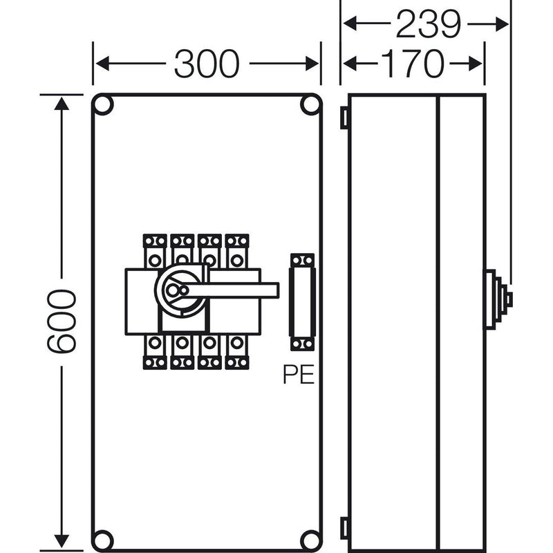 Hensel - Lasttrennschalter Mi-Lastschaltergehäuse Mi 7457 160A 4pol.+PE