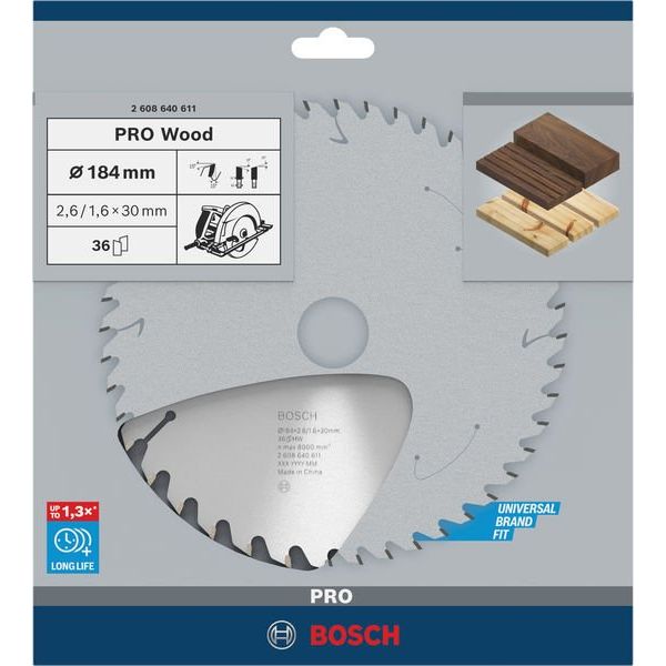 Bosch - Kreissägeblatt PRO Wood Kreissägeblatt, 2608640611 184 x 2,6 x 30 mm