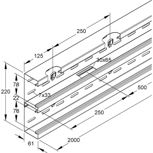 Niedax - Geräteeinbaukanal Gerätekanal-Unterteil DKU 220-78T60 R − 2 Meter
