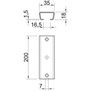 OBO Bettermann - Stiel/Profilschiene Profilschiene gelocht AML3518P0200FT SW 16,5mm 200x35x18