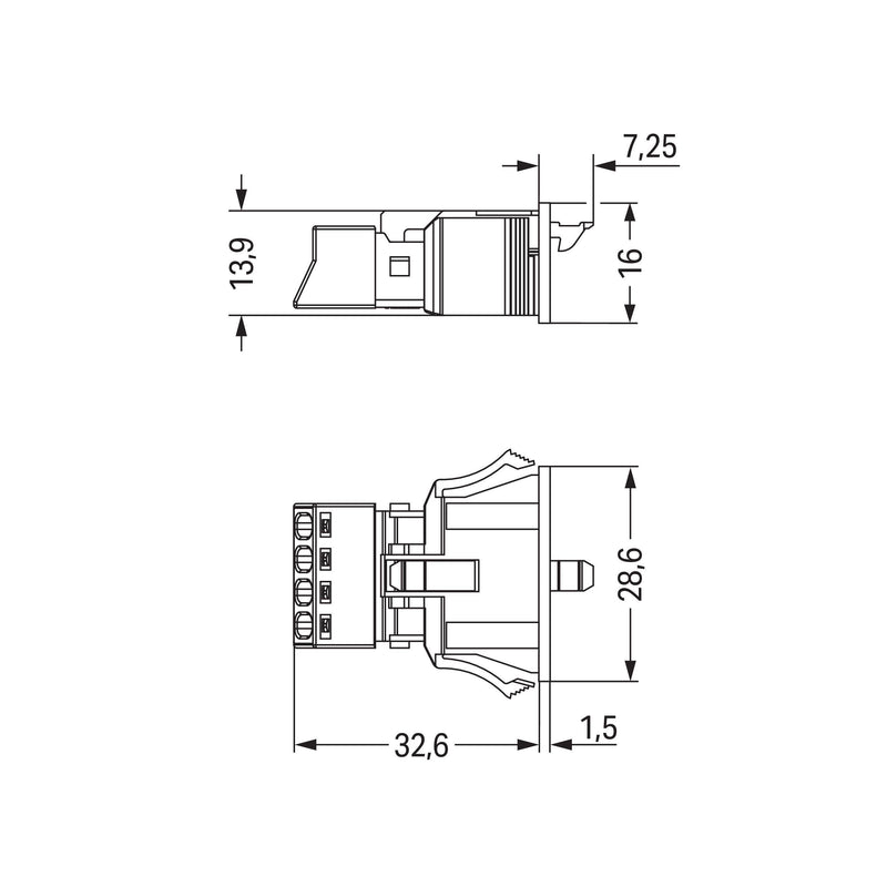 WAGO - Geräteanschluss für steckbare Gebäudeinstallation Snap-In-Stecker 890-754/064-000 4-polig,Kod. B,grau − 50 Stück