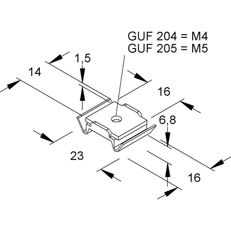 Niedax - Gleitmutter Gleitmuttern GUF 204 − 100 Stück