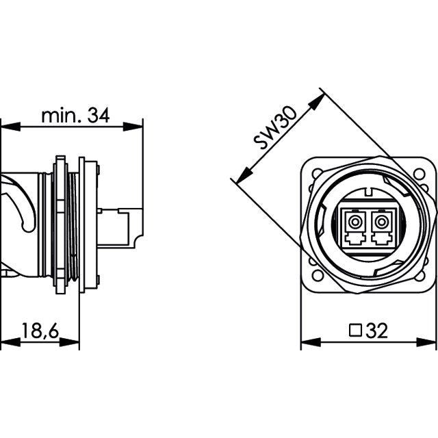 Telegärtner - LWL-Kupplung STX V1 Flanschset 100007576 LC-D Kupplung MM