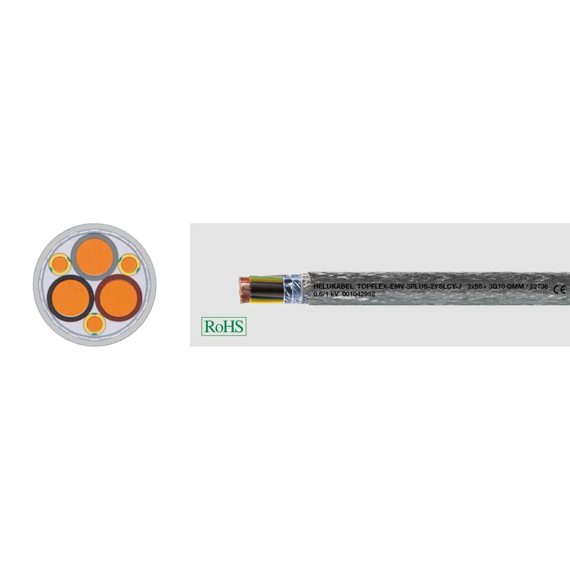 Energiekabel < 1 kV, für ortsveränderlichen Einsatz HEL TOPFLEX-EMV-3PLUS 3x 1 TOPFLEX3PLUS 3x 16 6 + Motor,Servo,Geb