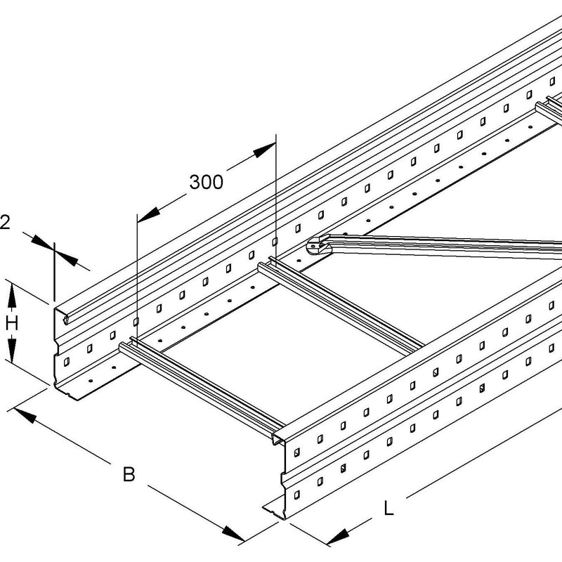 Niedax - Kabelleiter Weitspannkabelleiter WSLM 150.300/3 150x300x3000 − 3 Meter