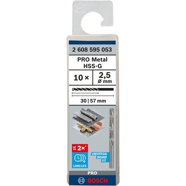 Bosch - Bohrer PRO Metal HSS-G 2608595053 Spiralbohrer 2,5 x