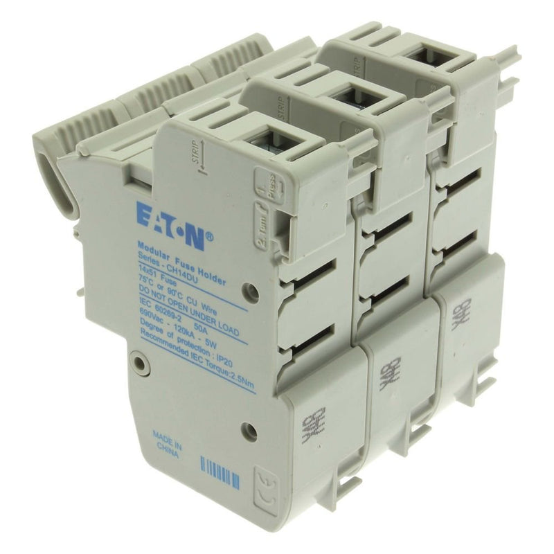 Eaton - Halter für zylindrische Sicherung Sicherungshalter Niedersp. 3 POLE 14X51 MFH 50A AC 690V 3polig − 2 Stück