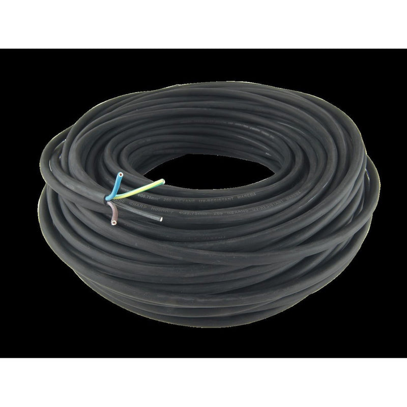 Warema Sonnen - Energiekabel < 1 kV, für feste Verlegung Leitung H05RR-F4G 0,75 614150 schwarz,50m Ring − 5 Stück
