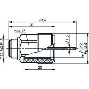 Telegärtner - Koax-Steckverbinder PH-Elektrodensteckkopf sw 100024949 Industrieausführung − 10 Stück