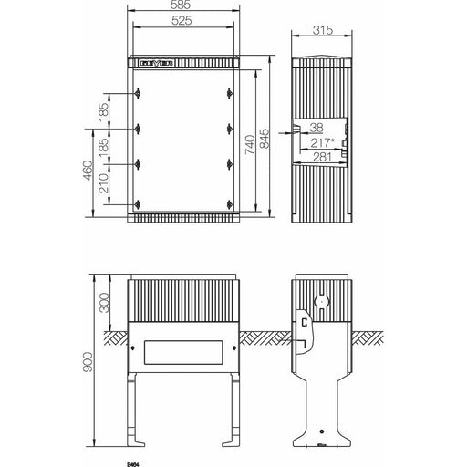 ABN - Sockel/Sockelelement (Schaltschrank) Hochwassersockel Gr.0 FB2 SX030 Höhe 1125mm