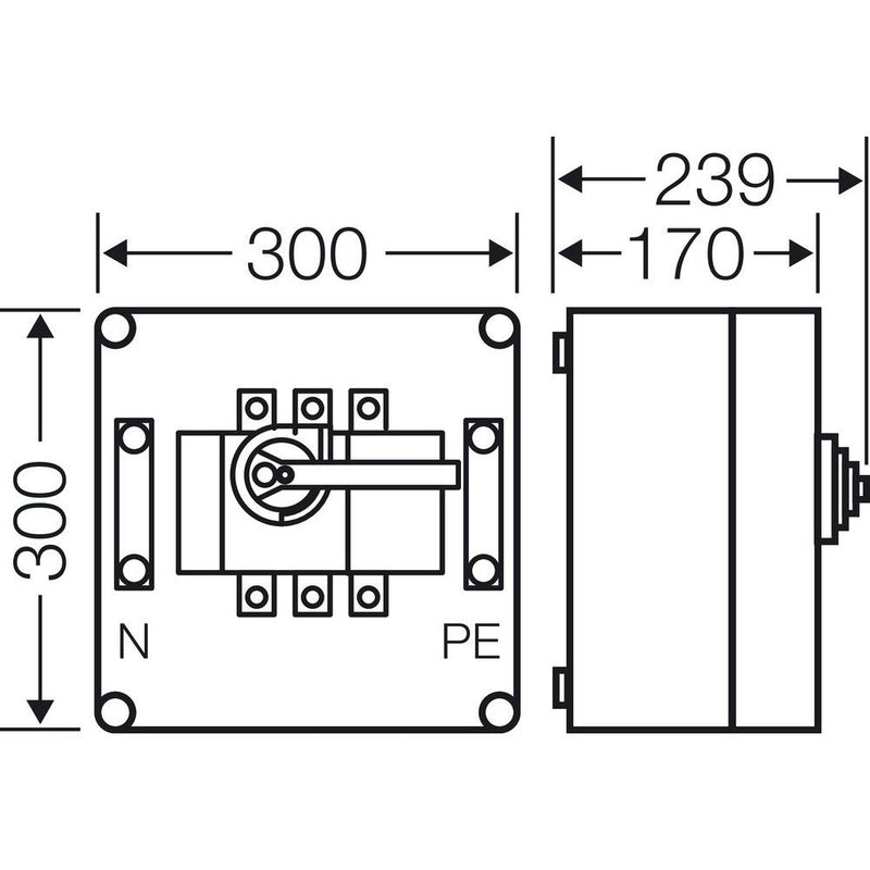 Hensel - Lasttrennschalter Mi-Lastschaltergehäuse Mi 7255 250 A, 3polig+PE+N