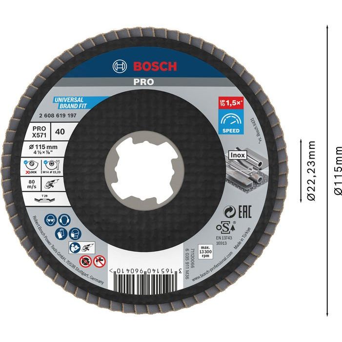 Bosch - Trenn-/Schleifscheibe PRO X571 2608619197 Fächerschleifscheibe