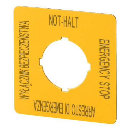 Eaton - Bezeichnungsschild für Befehlsgeräte Schild Not-Halt gelb M22-XYK5 PL, EN, DE, IT − 10 Stück