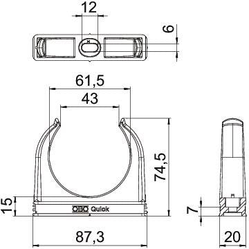 OBO Bettermann - Rohrschelle Quick-Schelle 2955 M63 SW M63 − 20 Stück