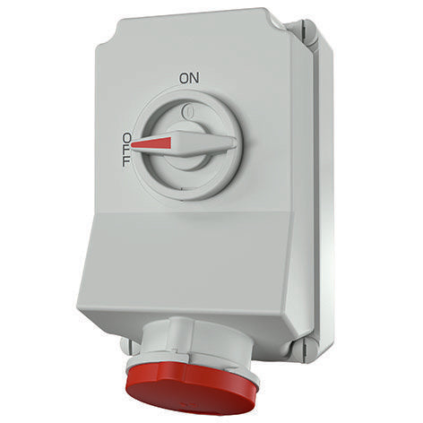 Mennekes - CEE-Steckdose abschaltbar, abgesichert (IEC 60309) Wanddose DUO 5956A 63A,4p,6h,400V,IP44