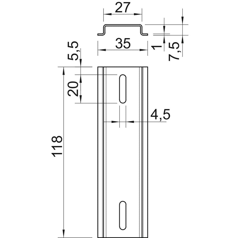 OBO Bettermann - Tragschiene Hutschiene 2069 T100 GTP − 10 Stück
