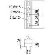 OBO Bettermann - Stiel/Profilschiene Profilschiene gelocht CML3518P0400 SW Schlitzweite 17mm − 10 Stück