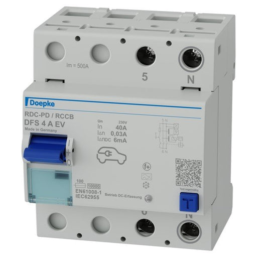 Doepke - Fehlerstrom-Schutzschalter mit Zusatzeinrichtung FI-Schalter DFS4 040-2/0,03-A EV