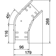 OBO Bettermann - Bogen für Kabelrinne Bogen 45 Grad RB 45 110 FS 110x100 bandverzinkt