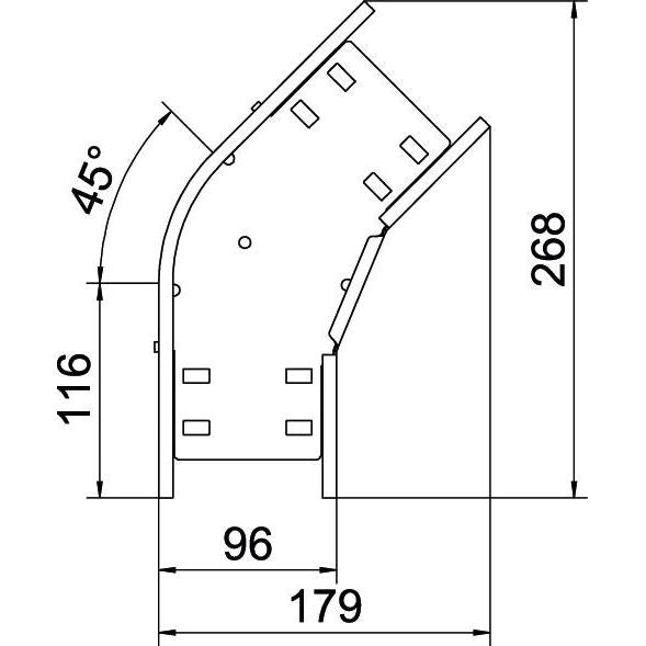 OBO Bettermann - Bogen für Kabelrinne Bogen 45 Grad RB 45 110 FS 110x100 bandverzinkt