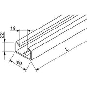 Rico - Stiel/Profilschiene C-Profilschiene 16F2-3000-L 40x22x3000