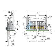 WAGO - Leiterplattenklemme 741-135 Drücker,2,5 mm²,grau − 30 Stück