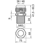 OBO Bettermann - Kabelverschraubung V-TEC VM LL63 SW 24mm, M63, PA − 5 Stück