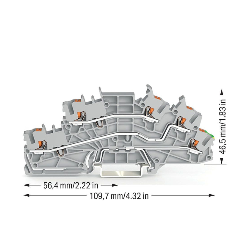 WAGO - Installations-Etagenklemme Installationsetagenklemme 2203-6645 2,5 mm² mit Drücker − 50 Stück