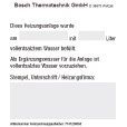 Bosch Thermotechnik - Zubehör/Ersatzteile für Zentralheizung Nachfüllanlage Aufkleber Doku VES_S vollentsalztesWasser