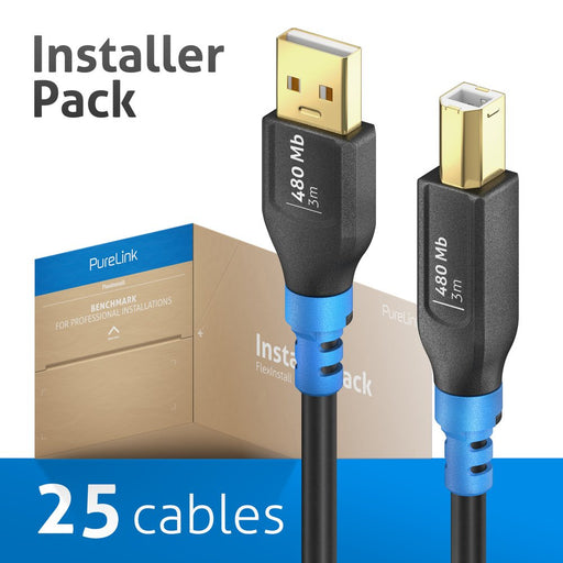 PureLink - PC-Kabel USB-A>B Kabel 3m FI-U200-030-PCK FlexInstall,VE 20Stk