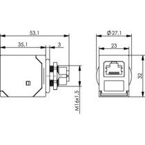Telegärtner - Modularer Steckverbinder STX M12x1-RJ45 KU 100007539 X-kod. Cat.6A(IEC)