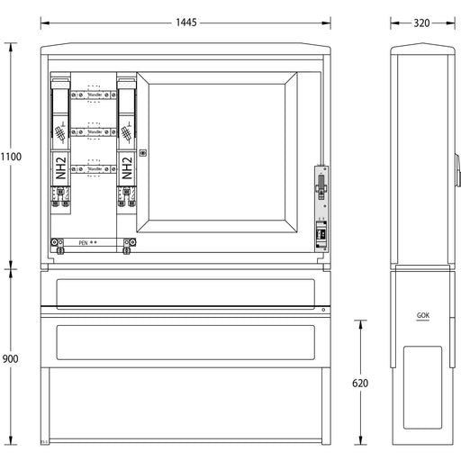 uesa - Zähler-Komplettschrank Wandlermessung WMZWS250A800-800D1Bw 1100x1445x320mm