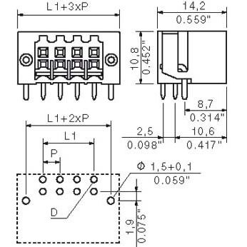 Weidmüller - Leiterplattensteckverbinder LP Verbinder B2L/S2L S2L-SMT #1794910000 3.5/16/90LF3.2SN − 48 Stück