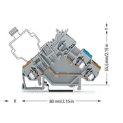 WAGO - Initiator/Aktor-Reihenklemme 2-Leiter-Aktorenklemme 280-565 2,5mm²,grau − 50 Stück