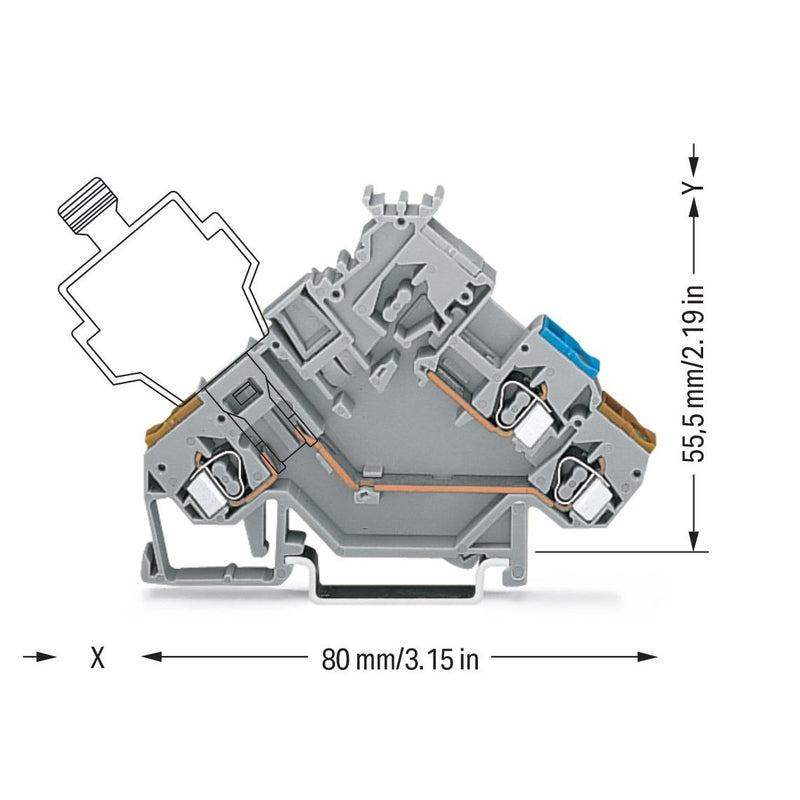 WAGO - Initiator/Aktor-Reihenklemme 2-Leiter-Aktorenklemme 280-565 2,5mm²,grau − 50 Stück
