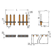 WAGO - Leiterplattensteckverbinder THT-Stiftleiste Lötstift 2092-1710 1,4 mm,gerade,sw − 300 Stück