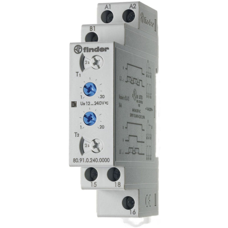 Finder - Zeitrelais Taktgeber asymetrisch 80.91.0.240.0000 1W, 12-240VAC/DC,16A
