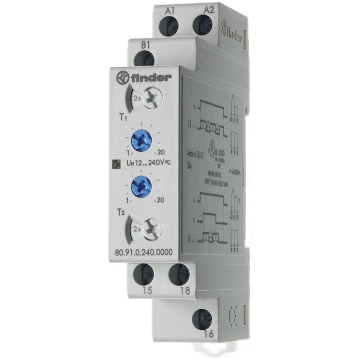 Finder - Zeitrelais Taktgeber asymetrisch 80.91.0.240.0000 1W, 12-240VAC/DC,16A  − 1 Stück
