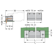 WAGO - Leiterplattensteckverbinder THT-Stiftleiste Lötstift 231-863/001-000 1,2x1,2,abgew.,gr − 200 Stück