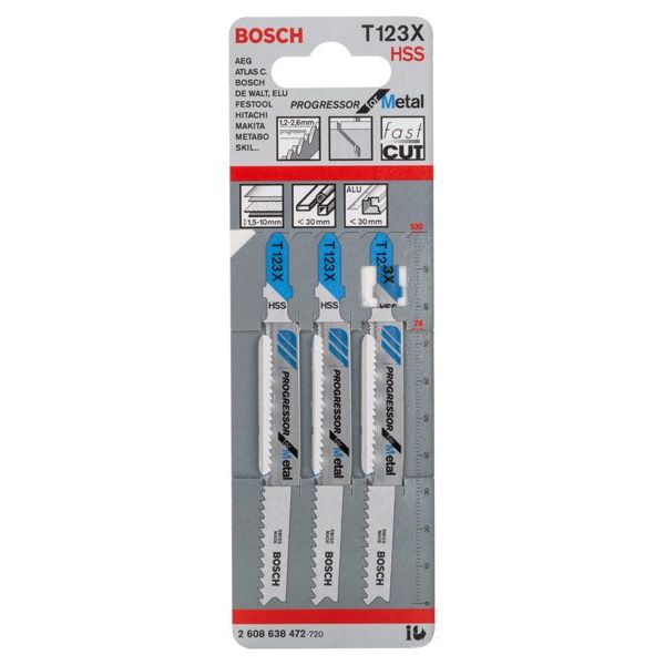 Bosch - Stichsägeblatt PRO Metal thick and thin 2608638472 T123XF − 10 Packung