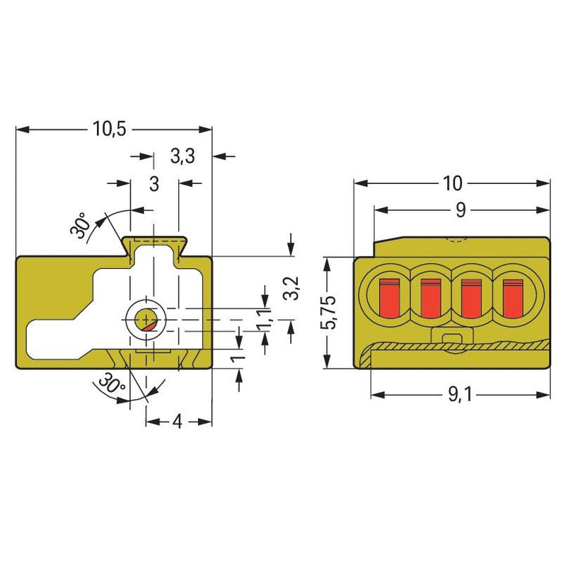 WAGO - Leiterplattenklemme 4-Leiter-Federleiste 243-742/000-006 PUSHWIRE,0,8mm,bl − 50 Stück